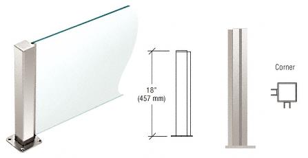 CRL Polished Stainless 18" High 1-1/2" Square PP43 Elegant Series Counter/Partition Corner Post