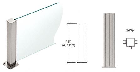 CRL Brushed Stainless 18" High 1-1/2" Square PP43 Elegant Series Counter/Partition 3-Way Post