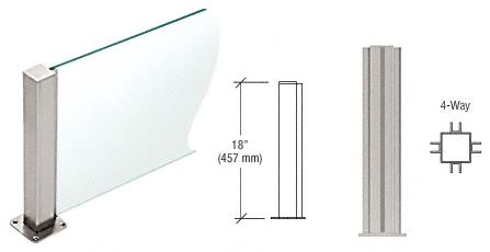 CRL Brushed Stainless 18" High 1-1/2" Square PP43 Elegant Series Counter/Partition 4-Way Post