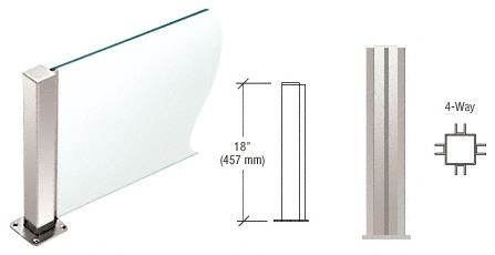 CRL Polished Stainless 18" High 1-1/2" Square PP43 Elegant Series Counter/Partition 4-Way Post