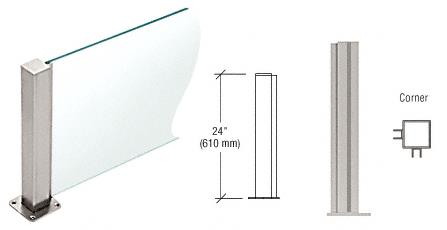 CRL Brushed Stainless 24" High 1-1/2" Square PP43 Elegant Series Counter/Partition Corner Post
