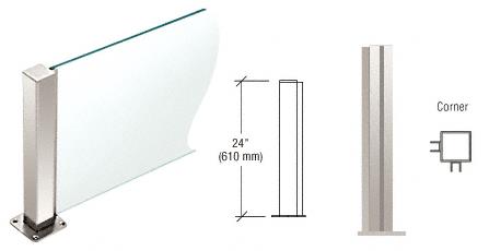 CRL Polished Stainless 24" High 1-1/2" Square PP43 Elegant Series Counter/Partition Corner Post