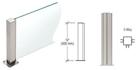 CRL Brushed Stainless 12" High 1-1/2" Square PP43 Elegant Series Counter/Partition 3-Way Post