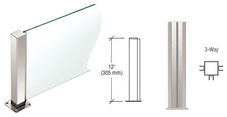 CRL Polished Stainless 12" High 1-1/2" Square PP43 Elegant Series Counter/Partition 3-Way Post