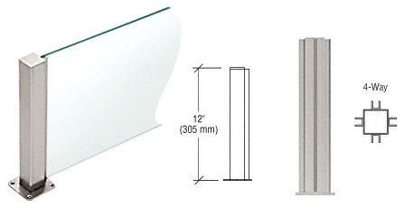 CRL Brushed Stainless 12" High 1-1/2" Square PP43 Elegant Series Counter/Partition 4-Way Post