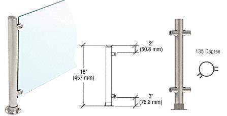 CRL 18" Round Brushed Stainless PP45 Elegant Series Counter/Partition 135 Degree Posts