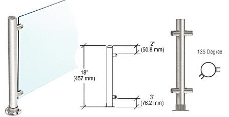 CRL 18" Round Polished Stainless PP45 Elegant Series Counter/Partition 135 Degree Posts