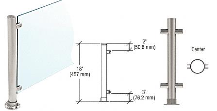 CRL 18" Round Brushed Stainless PP45 Elegant Series Counter/Partition Center Posts