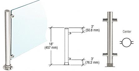 CRL 18" Round Polished Stainless PP45 Elegant Series Counter/Partition Center Posts