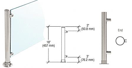 CRL 18" Round Brushed Stainless PP45 Elegant Series Counter/Partition End Posts