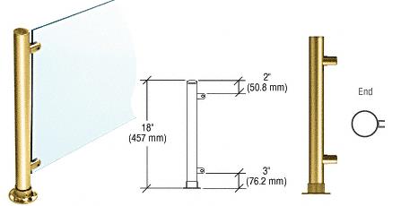 CRL 18" Round Polished Brass PP45 Elegant Series Counter/Partition End Posts