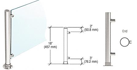 CRL 18" Round Polished Stainless PP45 Elegant Series Counter/Partition End Posts