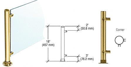 CRL 18" Round Polished Brass PP45 Elegant Series Counter/Partition Corner Posts