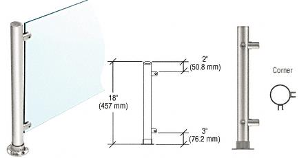 CRL 18" Round Polished Stainless PP45 Elegant Series Counter/Partition Corner Posts