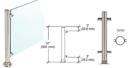 CRL 12"  Brushed Stainless Round PP55 SlimLine Series Counter/Partition Center Posts