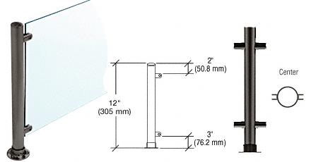 CRL 12"  Black Powder Paint Round PP55 SlimLine Series Counter/Partition Center Posts