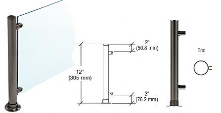 CRL 12"  Black Powder Paint Round PP55 SlimLine Series Counter/Partition End Posts