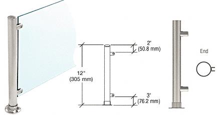 CRL 12"  Brushed Stainless Round PP55 SlimLine Series Counter/Partition End Posts
