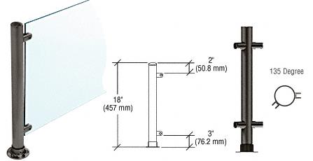 CRL 18"  Black Powder Paint Round PP56 SlimLine Series Counter/Partition 135 Degree Posts