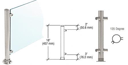 CRL 18" Brushed Stainless Round PP56 SlimLine Series Counter/Partition 135 Degree Posts