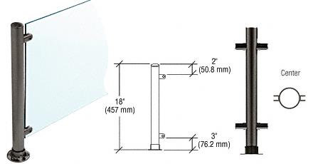 CRL 18"  Black Powder Paint Round PP56 SlimLine Series Counter/Partition Center Posts