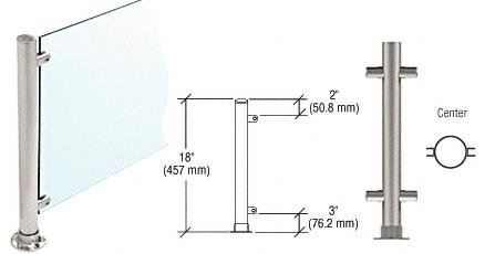 CRL 18"  Brushed Stainless Round PP56 SlimLine Series Counter/Partition Center Posts