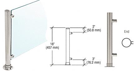 CRL 18"  Brushed Stainless Round PP56 SlimLine Series Counter/Partition End Posts