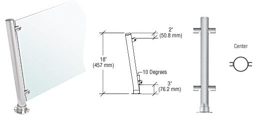 CRL 18"  Brushed Stainless Round PP65 SlimLine Series Counter/Partition Center Posts