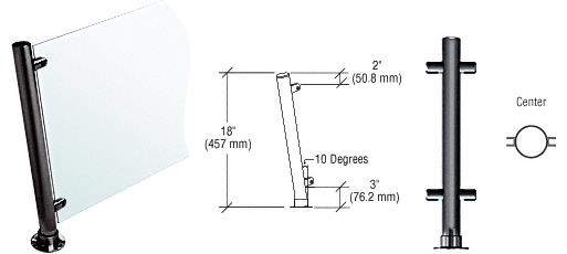 CRL 18"  Black Powder Paint Round PP65 SlimLine Series Counter/Partition Center Posts