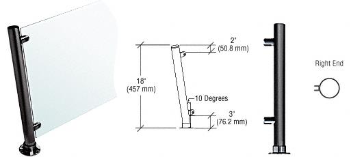CRL 18"  Black Powder Paint Round PP65 SlimLine Series Counter/Partition Right End Posts