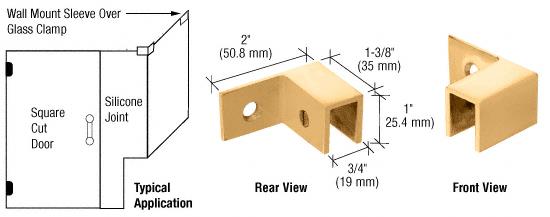 CRL Satin Brass Right Hand "Sleeve Over" Wall Mount Glass Clamp