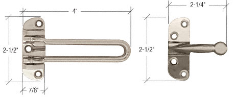Satin Nickel Swing Bar Lock with Ball End Swing Loop Keeper