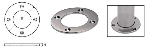 CRL Brushed Stainless Round Base Plate for 2" Round Tubing