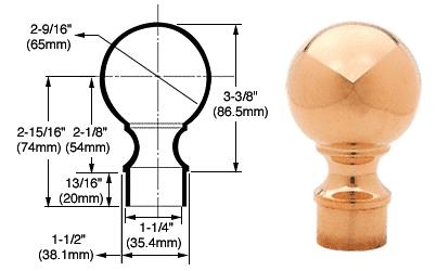 CRL Brass Ball End Caps for 1-1/2" Diameter Tubing