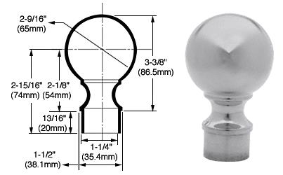 CRL Brushed Stainless Ball End Caps for 1-1/2" Diameter Tubing