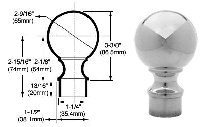 CRL Polished Stainless Ball End Caps for 1-1/2" Diameter Tubing