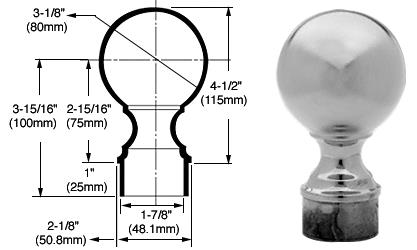 CRL Brushed Stainless Ball End Caps for 2" Diameter Tubing