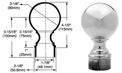 CRL Polished Stainless Ball End Caps for 2" Diameter Tubing
