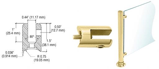 CRL Polished Brass Fixed Glass Fitting for 1-1/2" Tubing