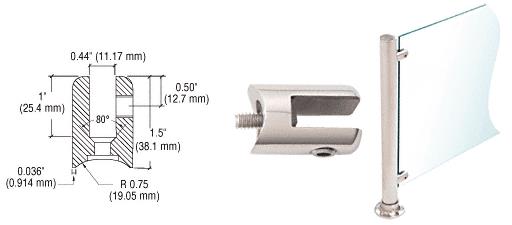 CRL Polished Stainless Fixed Glass Fitting for 1-1/2" Tubing