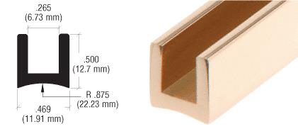 CRL 1/4" Polished Brass Radiused Back Brass U-Channel - 12 ft long