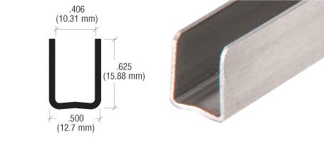 CRL 3/8" Brushed Stainless Radiused Back Stainless Steel U-Channel - 94 long