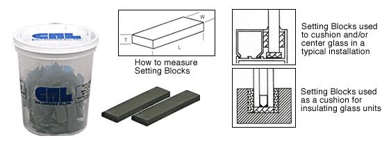 CRL 1/16" x 1" x 2" Neoprene Setting Blocks - 100 Pack
