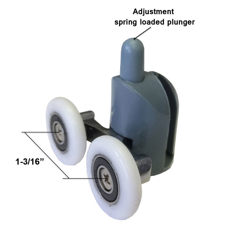 Gordon Glass&#174; Shower Door 1" Diameter Ball Bearing Double Roller Assembly for Sliding Shower Doors