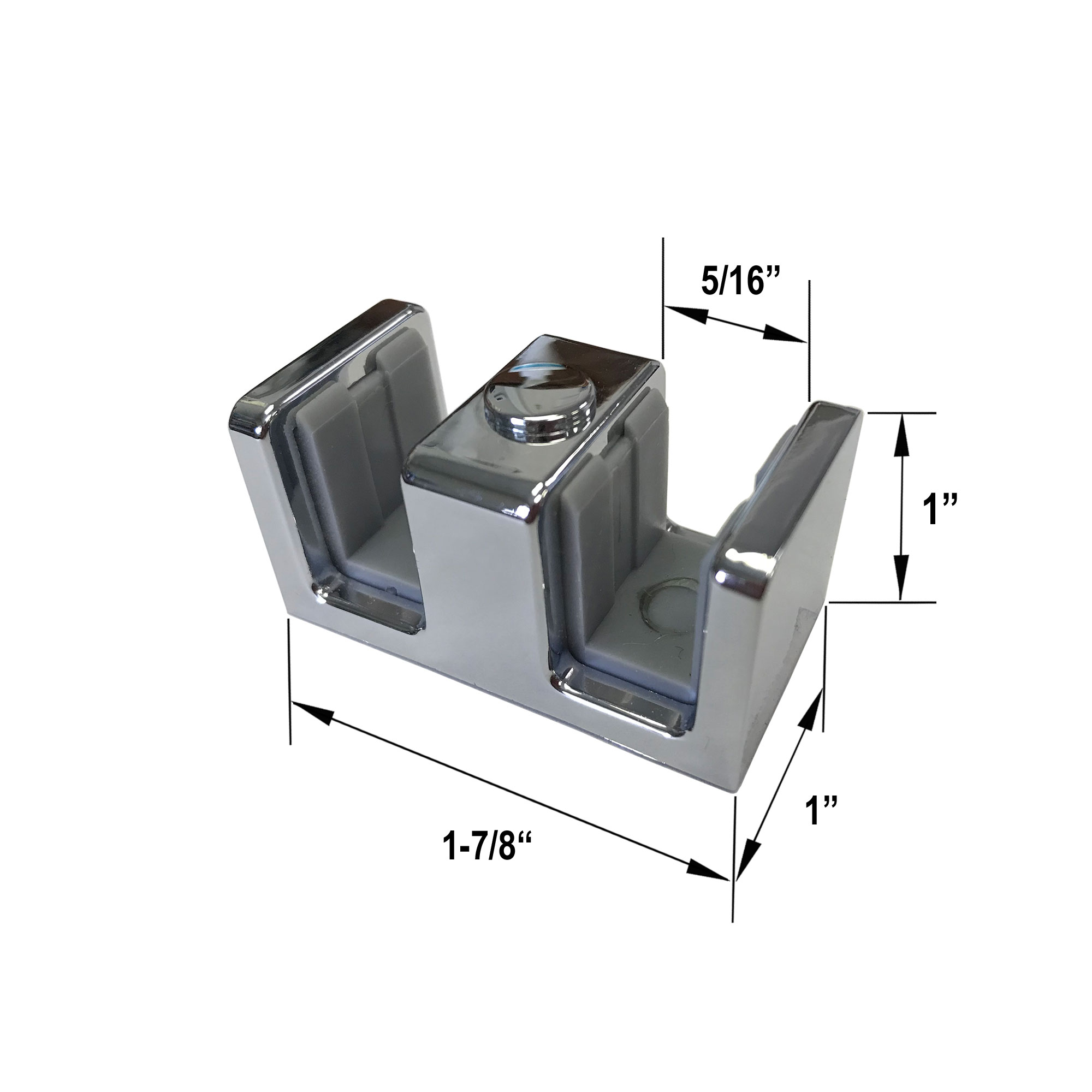 Gordon Glass&#174; Chrome Shower Door Guide for Sliding Frameless Glass 3/16", 1/4" and 5/16" Thick