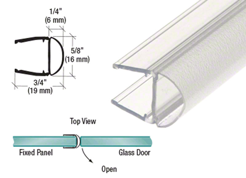 CRL Translucent Vinyl Bulb Seal for 3/8" (10mm) Glass - 73 in Long