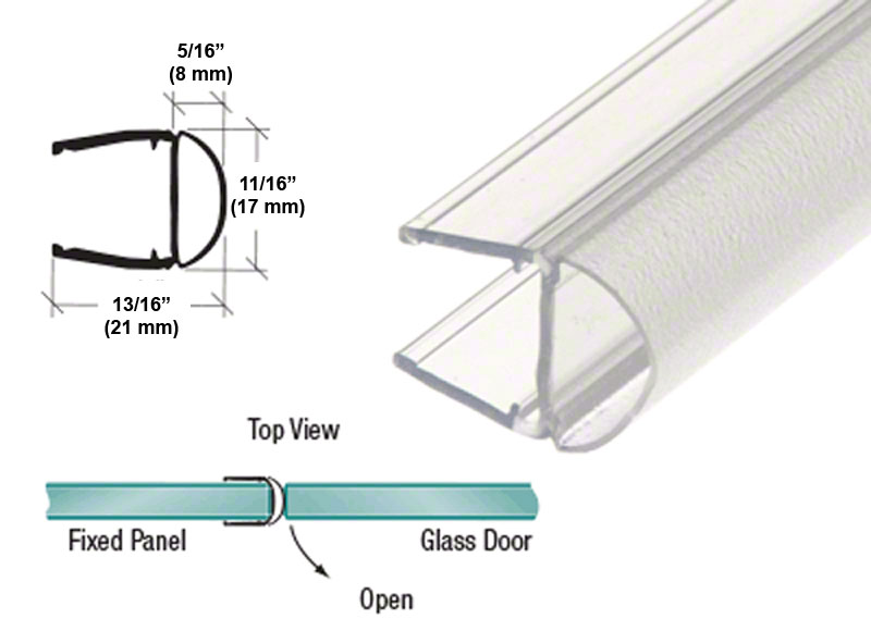CRL Translucent Vinyl Bulb Seal for 1/2" (12 mm) Glass - 73 in Long