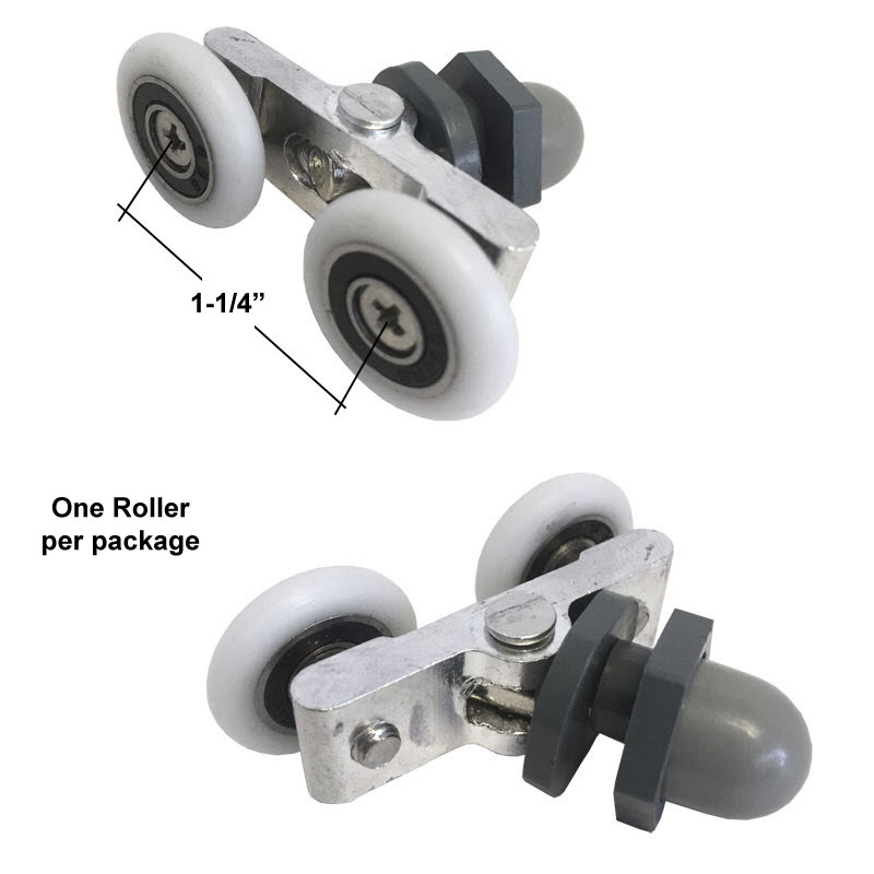 Gordon Glass&#174; Shower Door 7/8" Diameter Ball Bearing Double Roller Assembly for Sliding Shower Doors from 3/16" to 1/4" thick