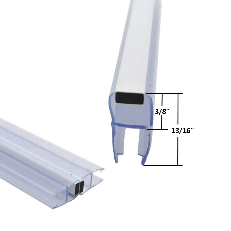 Gordon Glass&#174; Universal 180 Degree Shower Door Magnetic Profile Seal for Glass-To-Glass Applications - 73" Long with White Magnet for 5/32", 3/16", 1/4" or 5/16" Glass