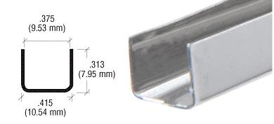 CRL 3/8" Stainless Steel "U" Channel - Pack of 10 - 12 ft Each